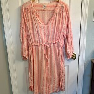 Elegant Pink Striped Long Sleeve Dress